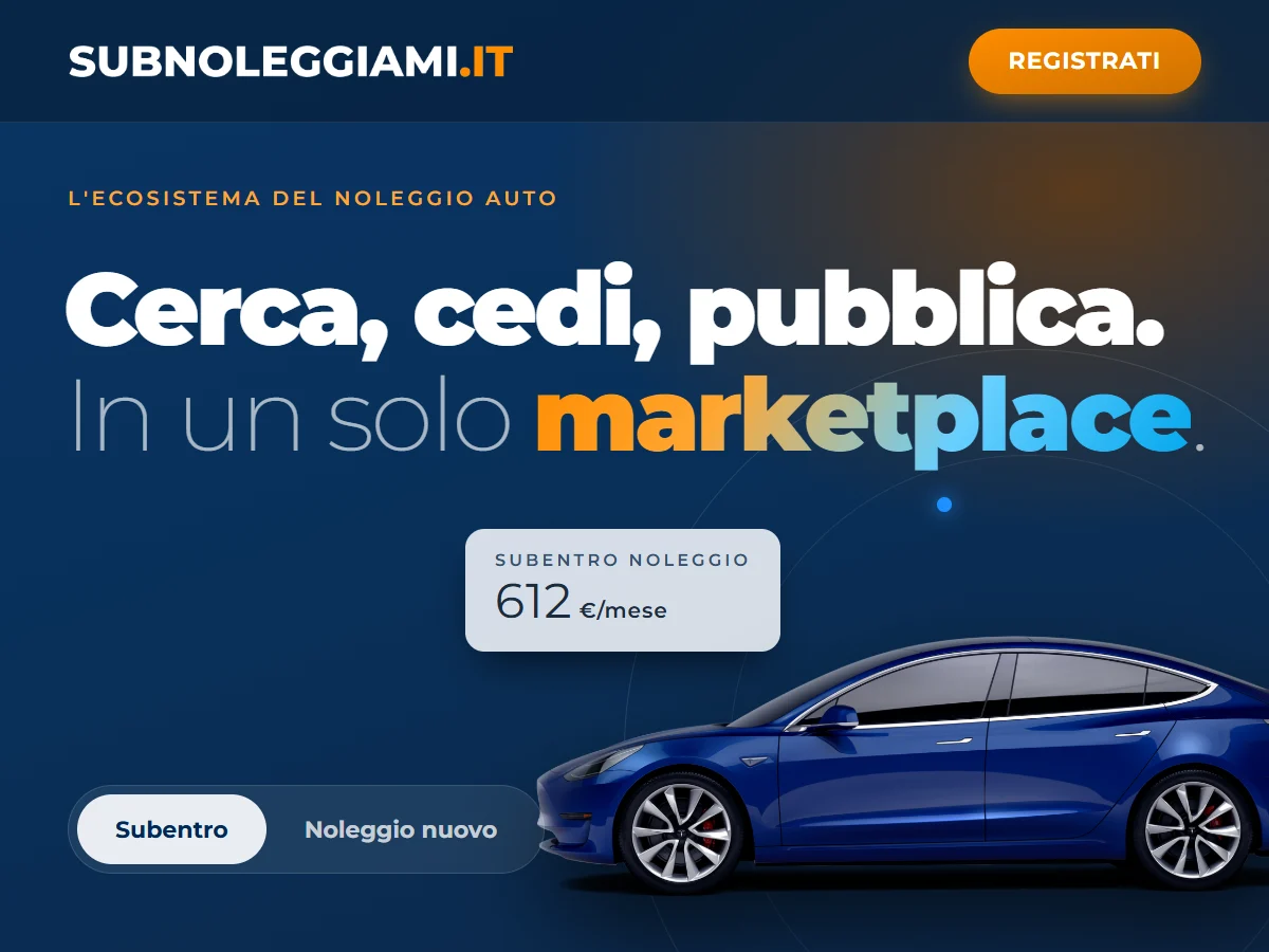 Grafica della home page di Subnoleggiami.it